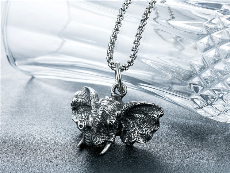 Planderful Elephant Titanium Steel Pendant Necklace for Unisex Protection and Auspicious Style