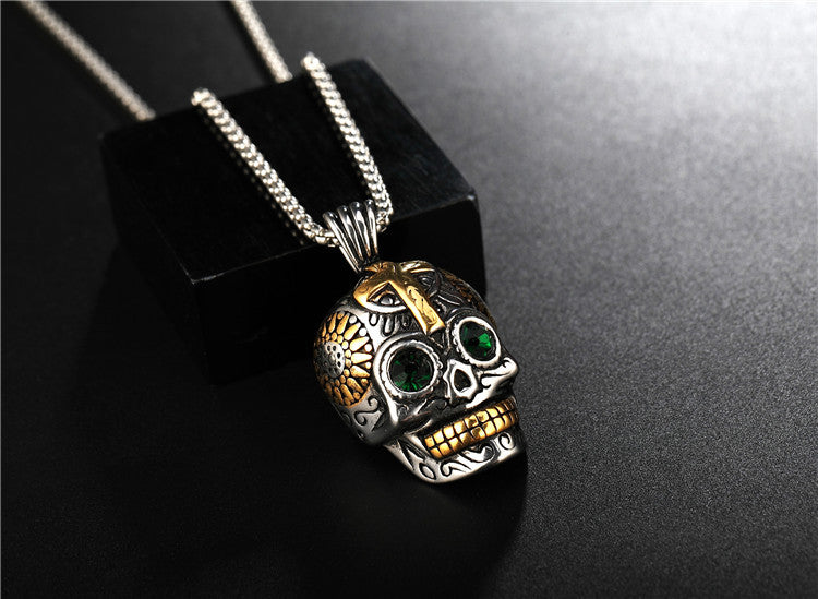 Day of the Dead Skull Titanium Steel Pendant Necklace