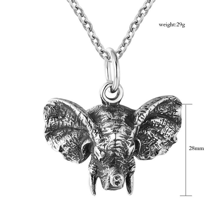 Planderful Elephant Titanium Steel Pendant Necklace for Unisex Protection and Auspicious Style