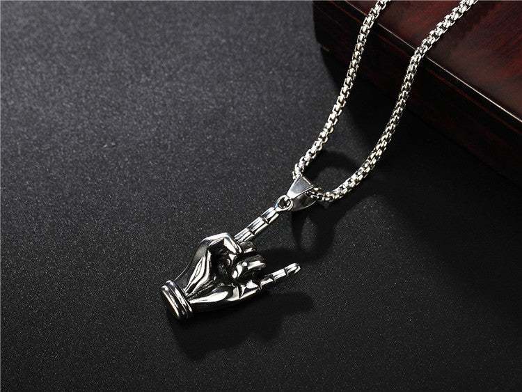Planderful Titanium Steel Pendant Necklace Unisex Punk Rock Protection Statement Jewelry For Men And Women