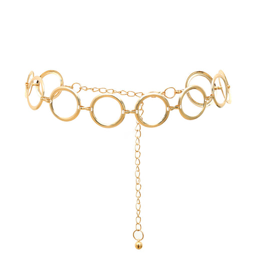 Versatile Metal Waist Chain with Geometric Circles for Fashionable Women