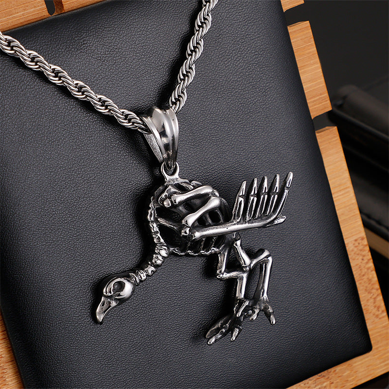 Death Crow Skull Bird Pendant with Punk Retro Vibes for Men
