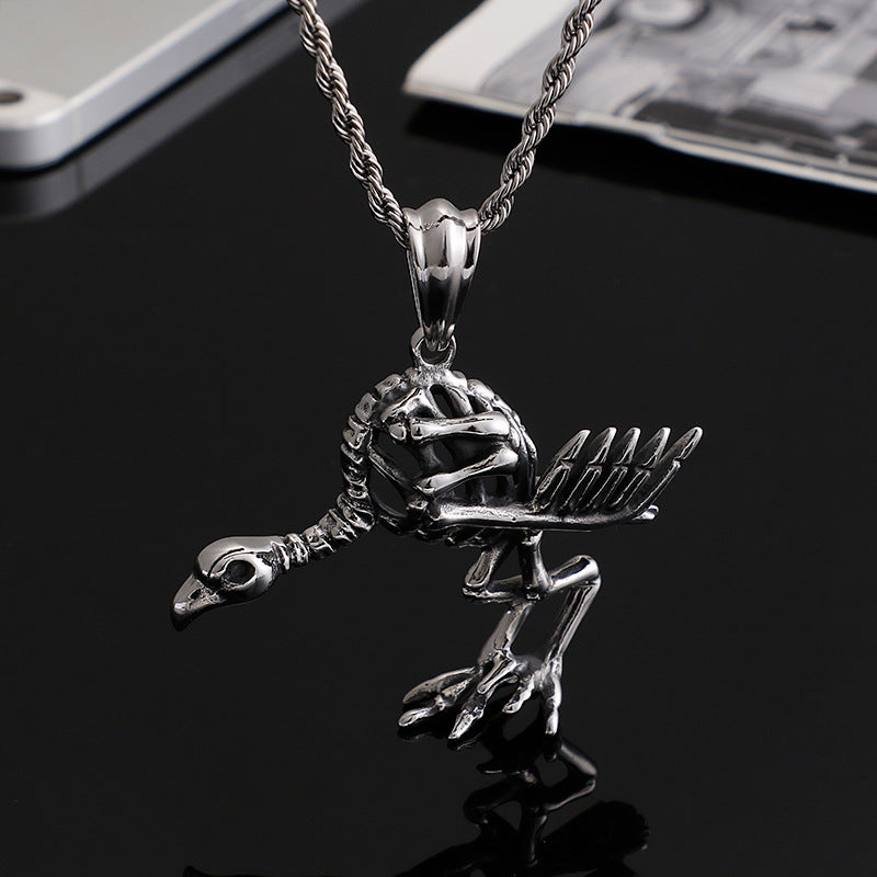 Death Crow Skull Bird Pendant with Punk Retro Vibes for Men