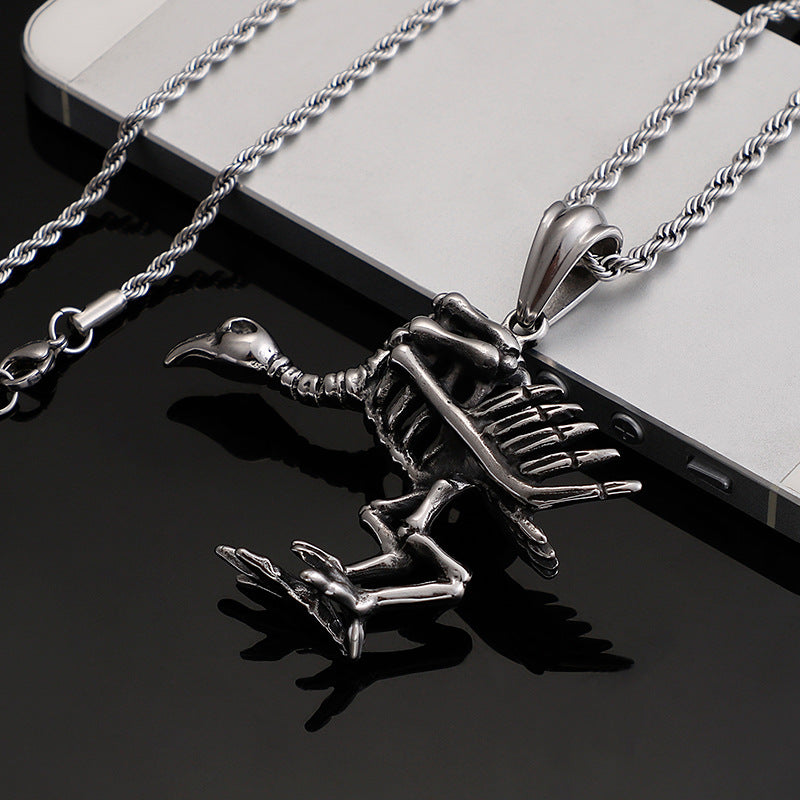 Death Crow Skull Bird Pendant with Punk Retro Vibes for Men