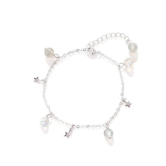 Fortune's Favor Sterling Silver Crystal and Moonlight Stone Bracelet
