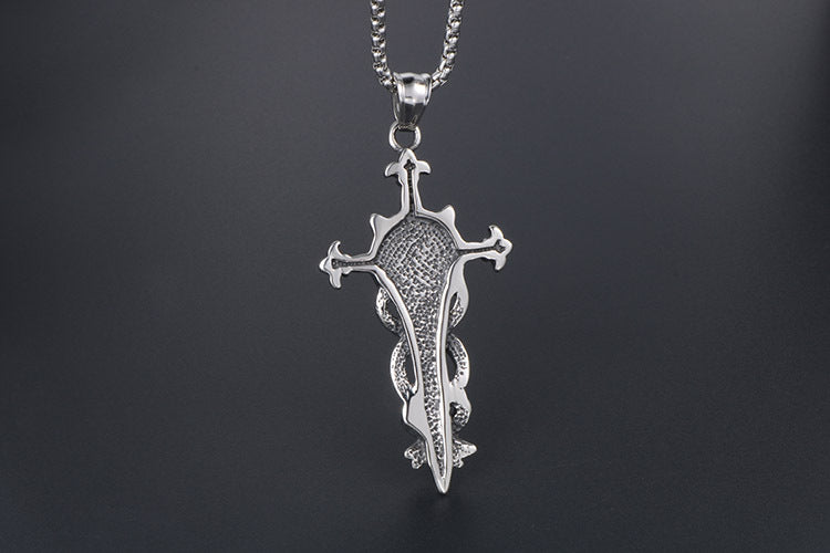 Five Pointed Star Sword Pendant Necklace Titanium Steel Men