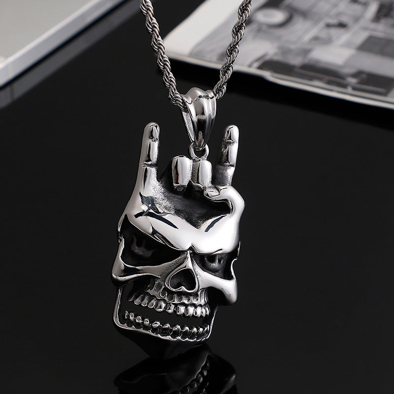 Skull Pendant with Hip Hop Style I Love You Gesture - Trendy Men's Accessory