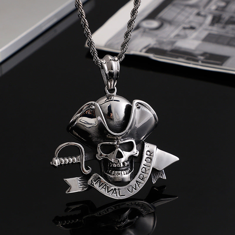 Pirate Captain's Navy Style Stainless Steel Pendant with Punk Vibe