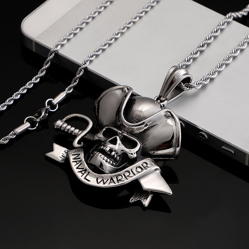 Pirate Captain's Navy Style Stainless Steel Pendant with Punk Vibe