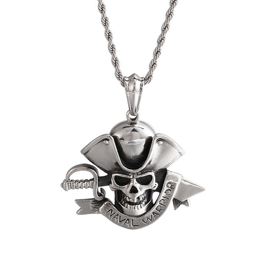 Pirate Captain's Navy Style Stainless Steel Pendant with Punk Vibe