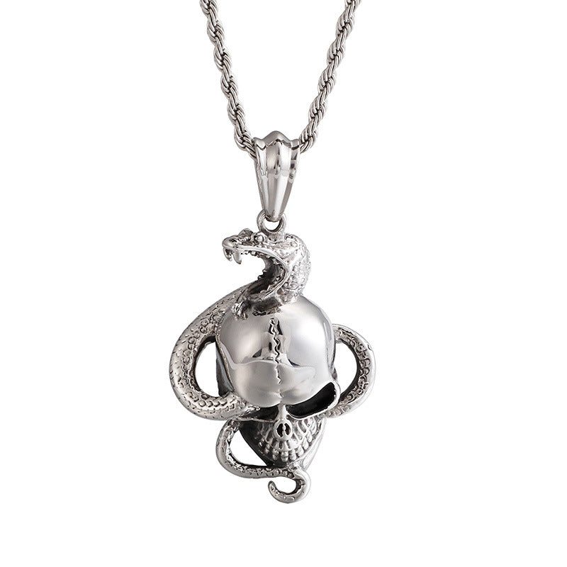 Serpent Skull Men's Pendant - Edgy Punk Style