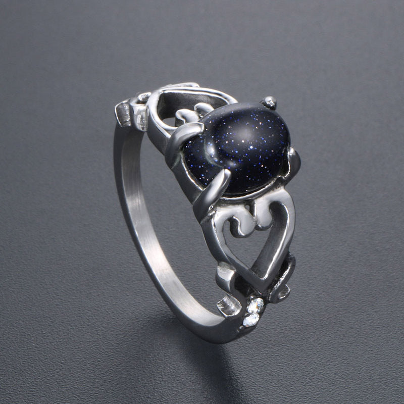 Trendy Titanium Steel Hollow Heart Couple Rings for Men - Wholesale Jewelry Collection