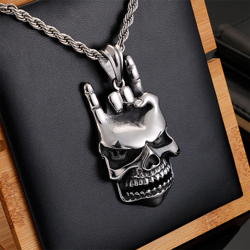 Skull Pendant with Hip Hop Style I Love You Gesture - Trendy Men's Accessory