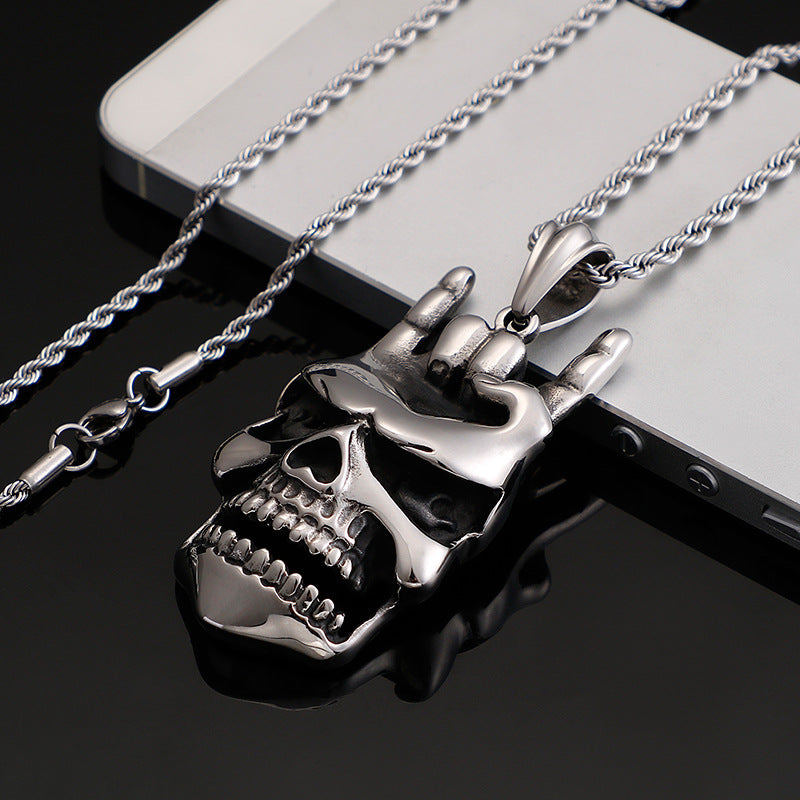 Skull Pendant with Hip Hop Style I Love You Gesture - Trendy Men's Accessory