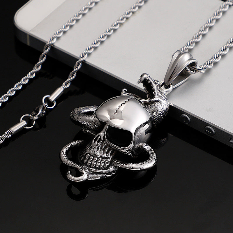 Serpent Skull Men's Pendant - Edgy Punk Style