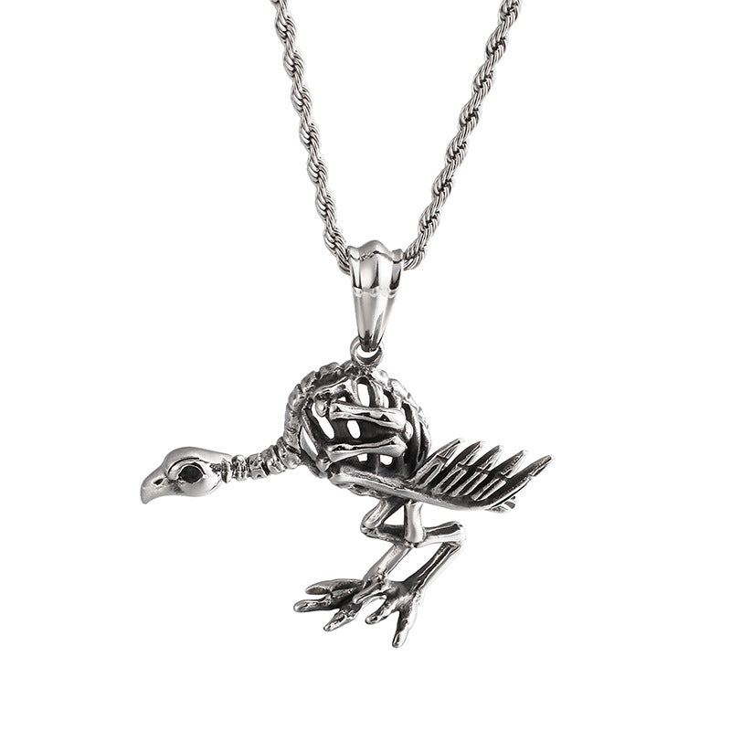 Death Crow Skull Bird Pendant with Punk Retro Vibes for Men
