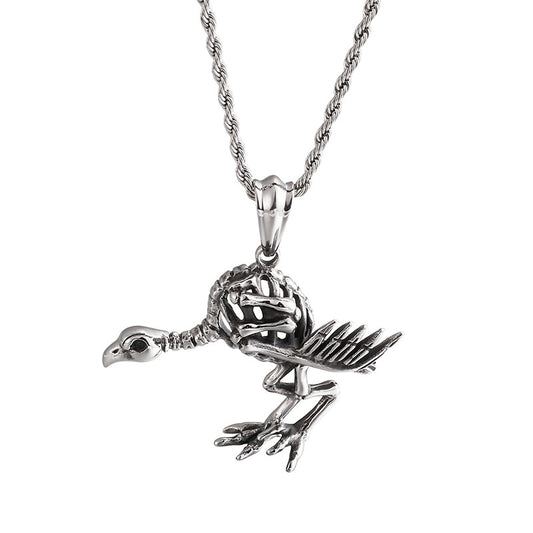 Death Crow Skull Bird Pendant with Punk Retro Vibes for Men