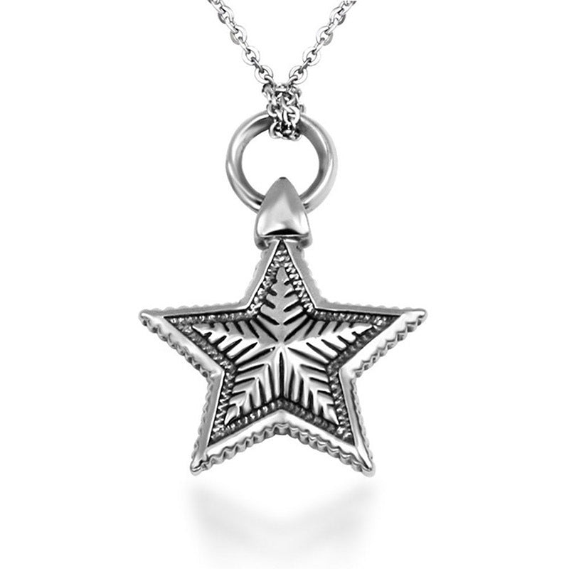 Gothic Titanium Steel Star Pentagram Pendant Necklace for Couples