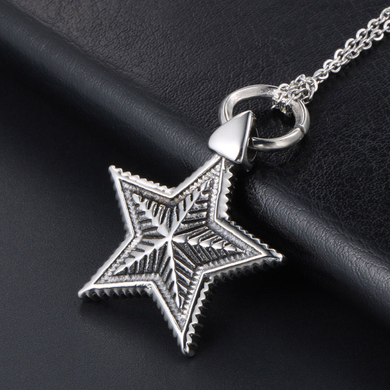 Gothic Titanium Steel Star Pentagram Pendant Necklace for Couples