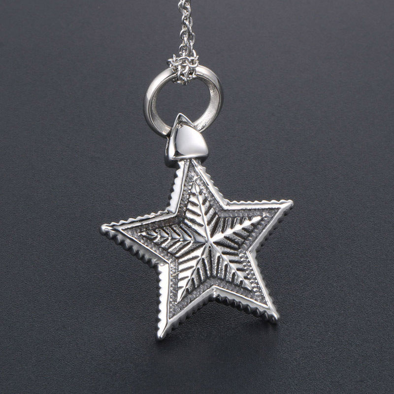 Gothic Titanium Steel Star Pentagram Pendant Necklace for Couples