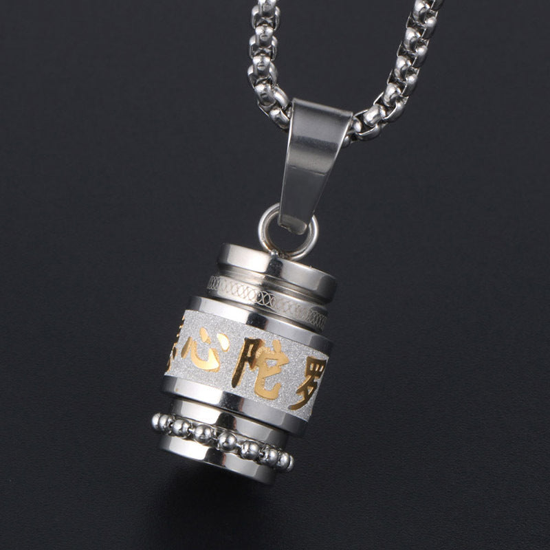 Customizable Titanium Steel Lucky Amulet Pendant Necklace for Men and Women