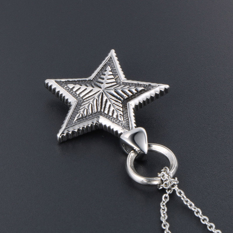 Gothic Titanium Steel Star Pentagram Pendant Necklace for Couples