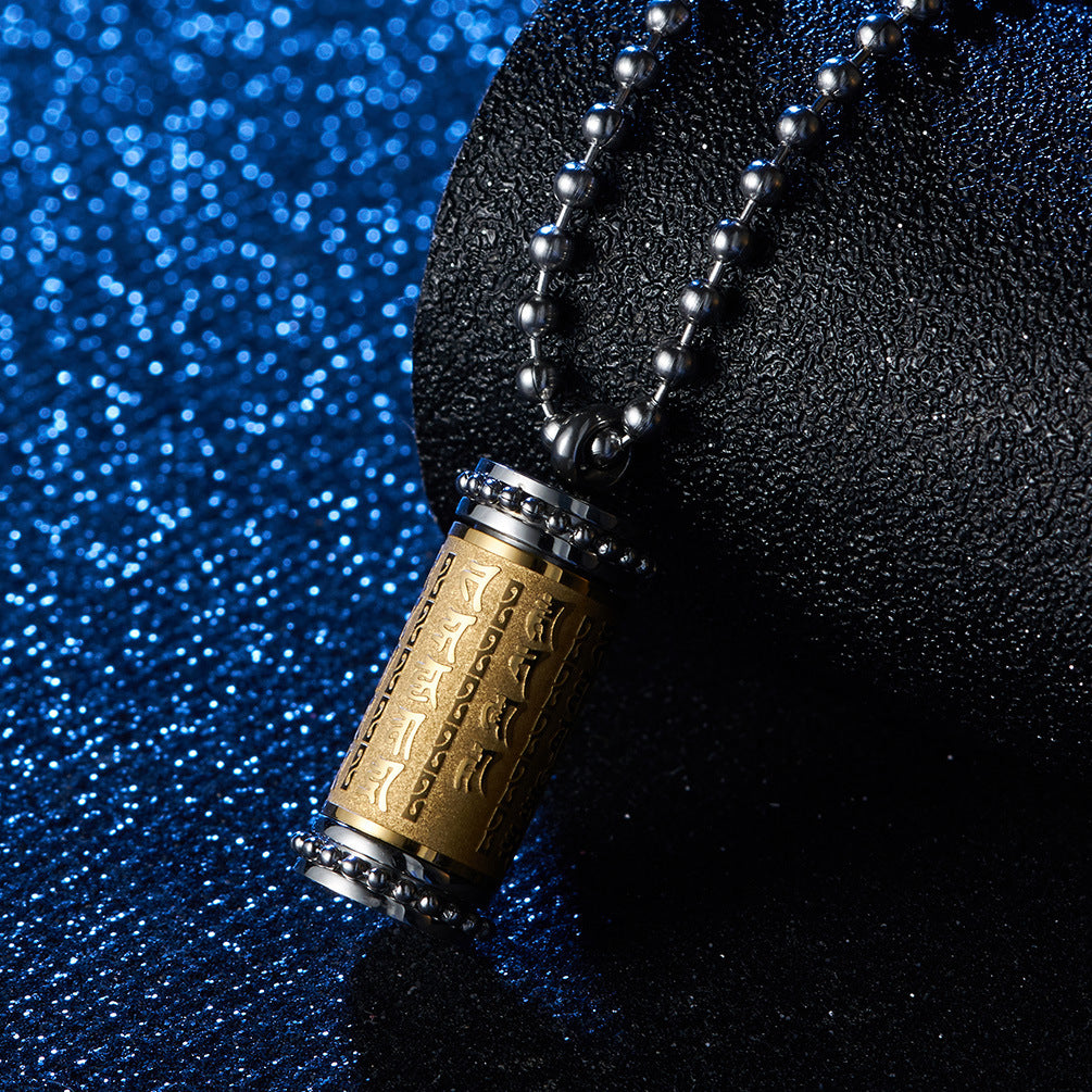 National Wind Titanium Steel Shurangama Mantra Pendant Necklace