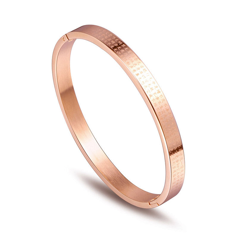 Guofeng Titanium Steel – Heart Sutra Bracelet Bracelet – Unisex Gold-Plated Bracelet