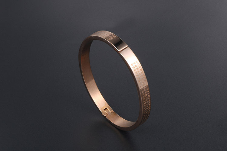 Guofeng Titanium Steel – Heart Sutra Bracelet Bracelet – Unisex Gold-Plated Bracelet