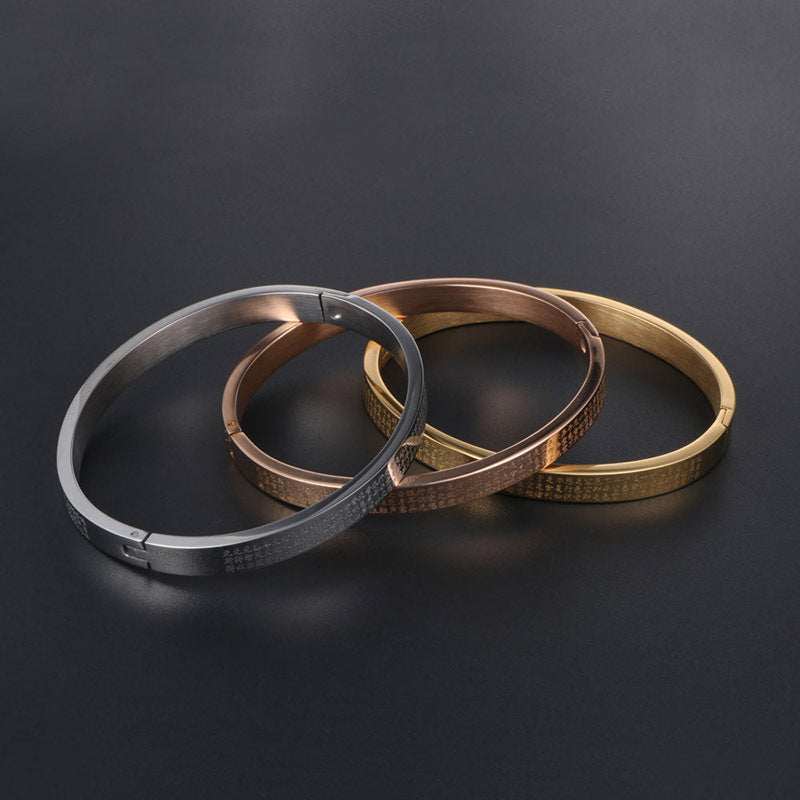 Guofeng Titanium Steel – Heart Sutra Bracelet Bracelet – Unisex Gold-Plated Bracelet