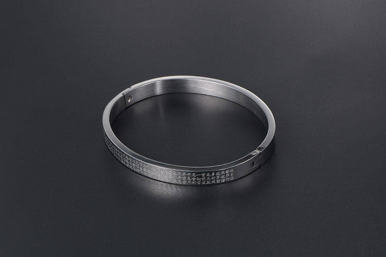 Guofeng Titanium Steel – Heart Sutra Bracelet Bracelet – Unisex Gold-Plated Bracelet