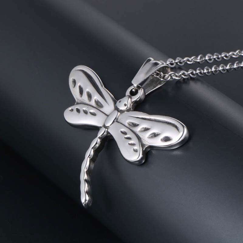 Personalized Titanium Steel Dragonfly Pendant Necklace - Trendy Fashion Jewelry for Men and Women
