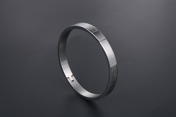 Guofeng Titanium Steel – Heart Sutra Bracelet Bracelet – Unisex Gold-Plated Bracelet