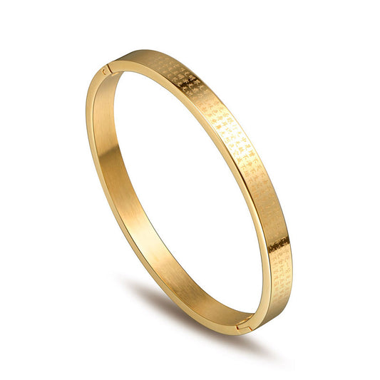 Guofeng Titanium Steel – Heart Sutra Bracelet Bracelet – Unisex Gold-Plated Bracelet