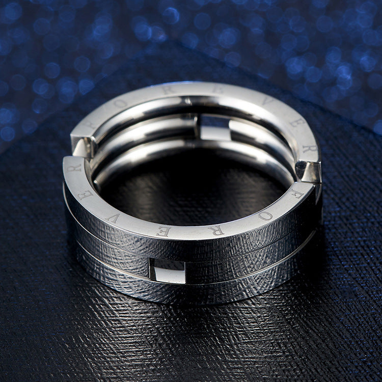 Japanese and Korean Style Titanium Steel Kissing Fish Ring