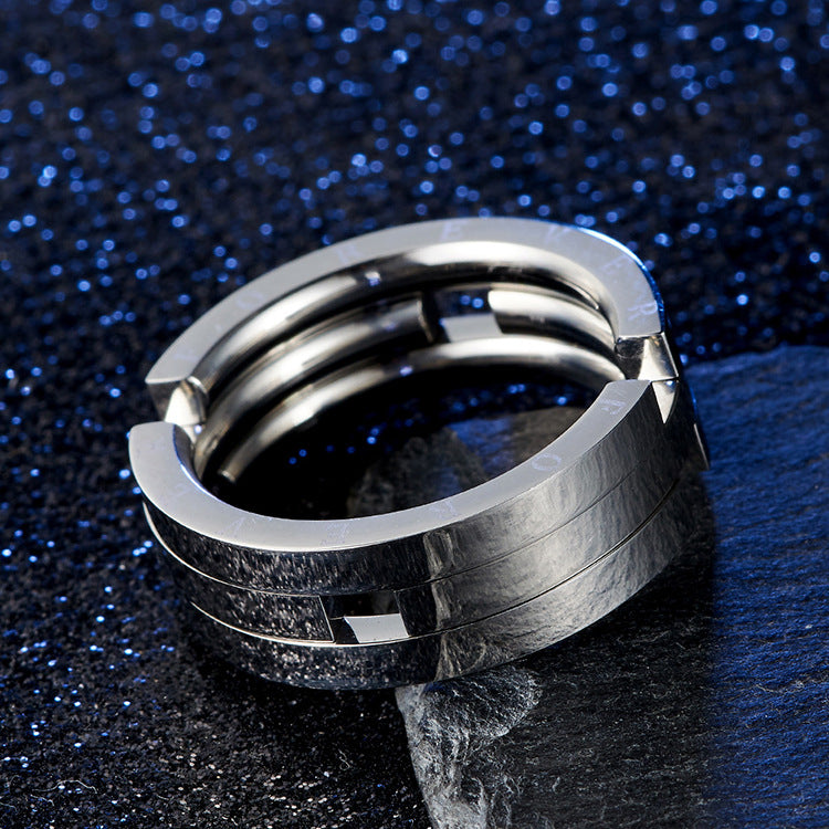 Japanese and Korean Style Titanium Steel Kissing Fish Ring