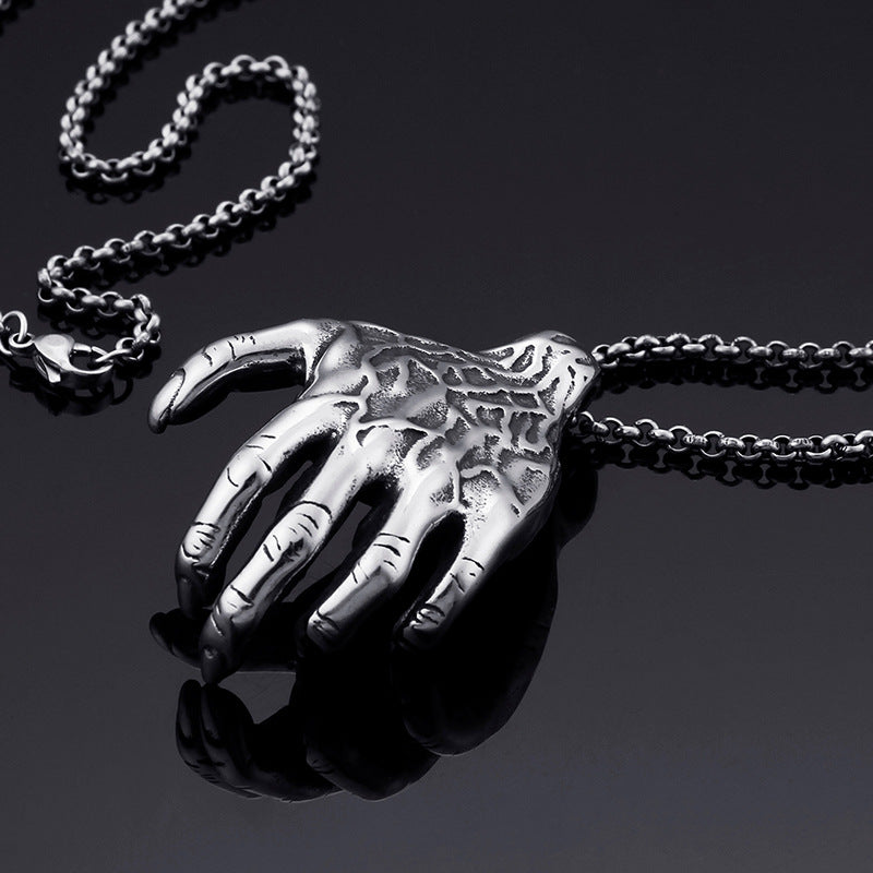 Dominant Titanium Steel Men's Ghost Hand Pendant - Edgy Nightclub Fashion Jewelry