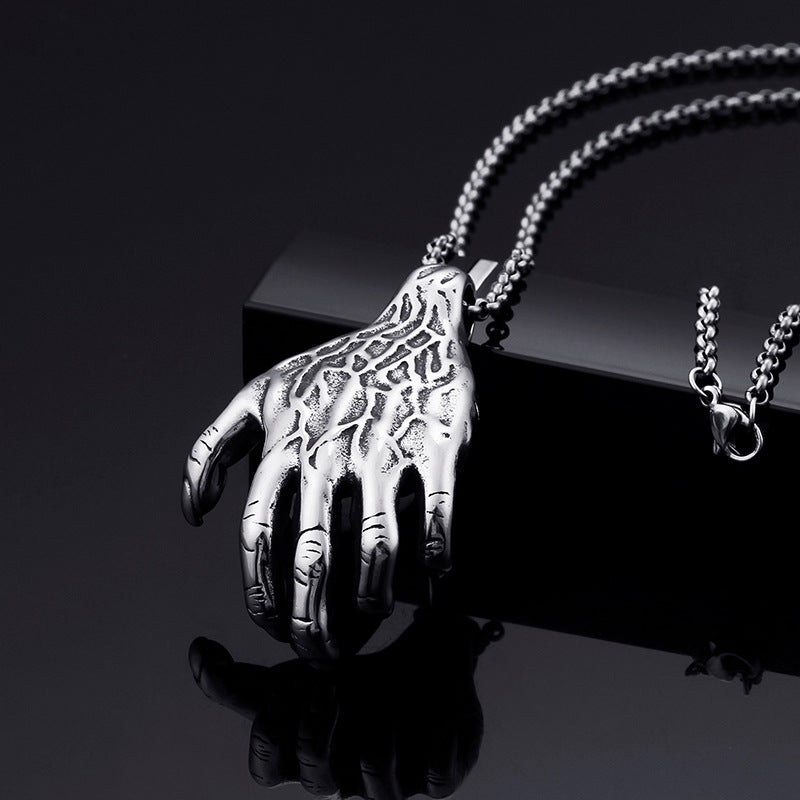 Dominant Titanium Steel Men's Ghost Hand Pendant - Edgy Nightclub Fashion Jewelry