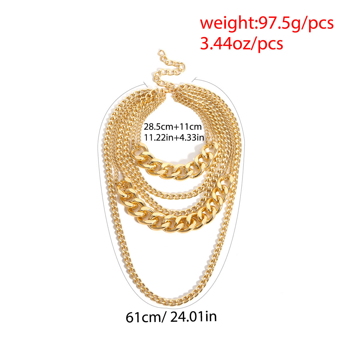Punk Mixed-Chain Fringe Necklace Collection
