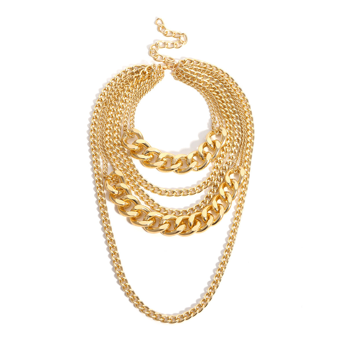 Punk Mixed-Chain Fringe Necklace Collection