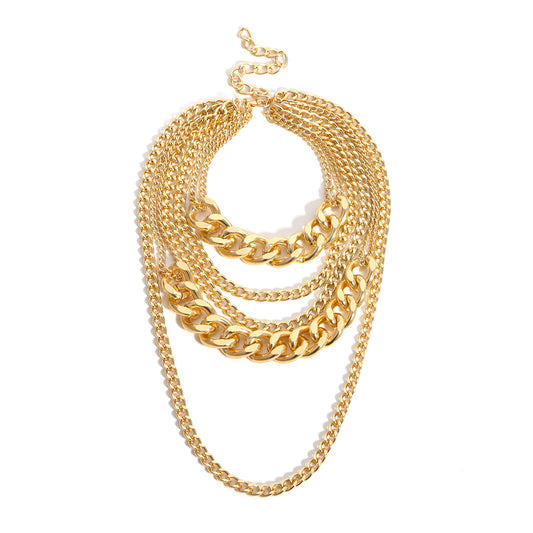 Punk Mixed-Chain Fringe Necklace Collection