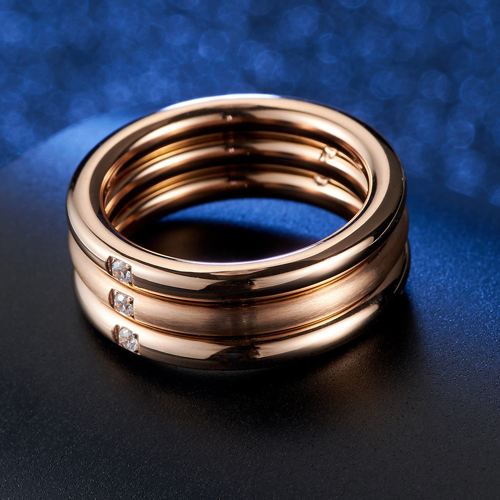 Rose Gold Zircon Women's Ring – Engagement Wedding Women's Stainless Steel