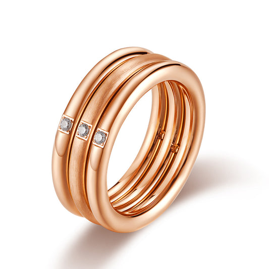 Rose Gold Zircon Women's Ring – Engagement Wedding Women's Stainless Steel