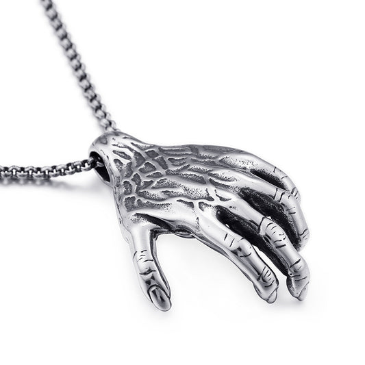 Dominant Titanium Steel Men's Ghost Hand Pendant - Edgy Nightclub Fashion Jewelry