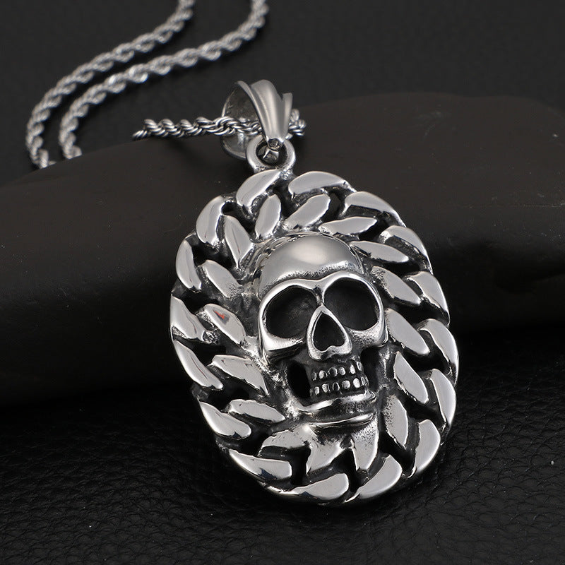 Skull Pendant Necklace for Men - Punk Style Titanium Steel Jewelry