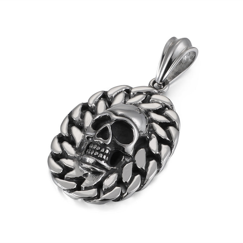 Skull Pendant Necklace for Men - Punk Style Titanium Steel Jewelry