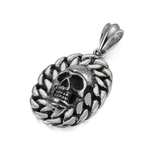 Skull Pendant Necklace for Men - Punk Style Titanium Steel Jewelry
