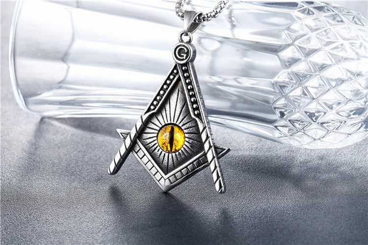 Planderful Freemasonry Devil's Eye Pendant Personalized Titanium Steel Unisex Necklace Retro Punk Protection