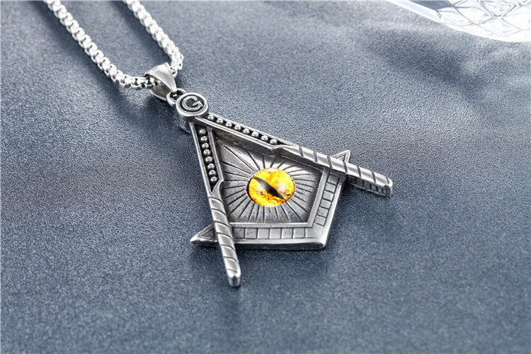 Planderful Freemasonry Devil's Eye Pendant Personalized Titanium Steel Unisex Necklace Retro Punk Protection