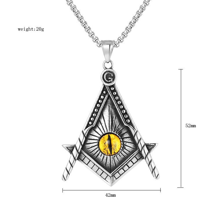 Planderful Freemasonry Devil's Eye Pendant Personalized Titanium Steel Unisex Necklace Retro Punk Protection